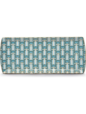 Pozzi Milano Liberty Çiçek Mavi Desenli Porselen Sunumluk 35 cm