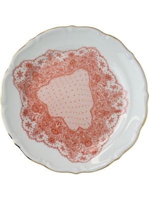 Gorgo Iruka Volante Dentelle Kırmızı Porselen Tabak 19 cm