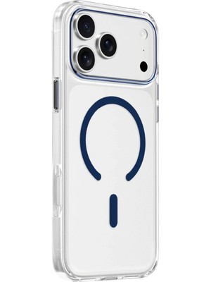 Keephone iPhone 17 Pro Max Aurora Magsafe Uyumlu Şeffaf Lacivert Telefon Kılıfı