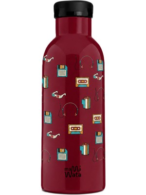 Mamawata Retro Hit Bordo Çelik Pipetli Çocuk Termos Suluk 470 ml