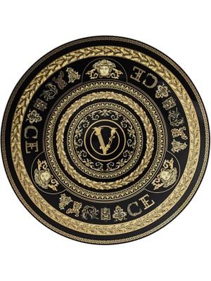 Versace Virtus Gala Siyah Porselen Servis Tabağı 33 cm