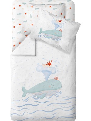 Casadora Baby Boubou Mavi %100 Organik Pamuk Saten Bebek Çocuk Nevresim Takımı 100 x 150 cm