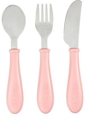 Beaba Old Pink Paslanmaz Çelik Çocuk Çatal Bıçak Kaşık Seti