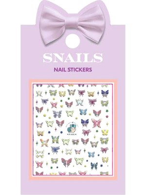 Snails Butterfly Garden Kız Çocuk Tırnak Sticker Seti
