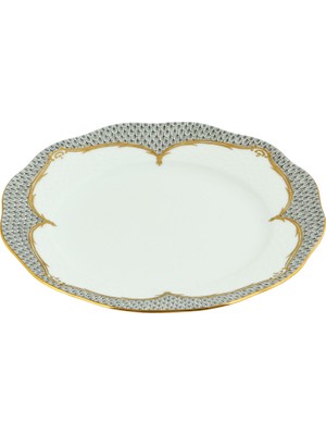 Herend Fish Scale Silver Desenli Gri Porselen Tatlı Tabağı 21 cm