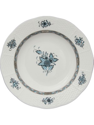 Herend Apponyı Desenli Turkuaz Porselen Çorba Tabağı  23.5 cm