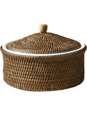 King Zoo Büyük Dikdörtgen Rattan Fırın Kabı