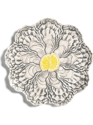 Klevering Istiridye Desenli Porselen Meze Tabağı 23 cm