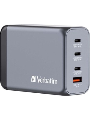 Verbatim 32205 GNC-240 240W 1 x Usb-C® 140W /1 x Usb-C® 100W / 1 x Usb-C® 65W / 1 x Usb-A Qc 3.0 (Eu/uk/us Gan Charger Hızlı Şarj Cihazı