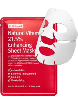 By Wishtrend Natural Vitamin C21,5% Enhancing Sheet Mask Besleyici Vitamin Maskesi 23GR