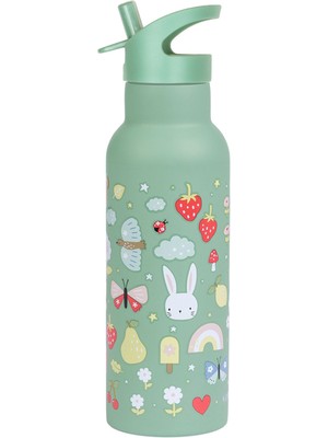 Kids Living Etc. Little Lovely Joy Su Yeşili Çelik Pipetli Çocuk Termos Suluk 500 ml