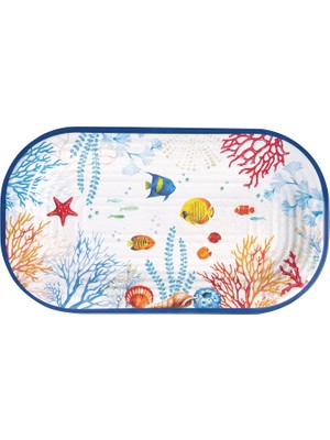 Easy Life Bora Bora Desenli Melamin Oval Servis Tepsisi