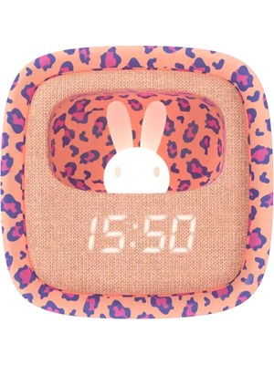 Mobility on Board Pembe Leopar Desenli Tavşan Masa Saati ve Gece Lambası