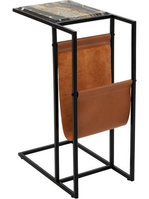 Solano Design Sierra Metal Deri Yan Sehpa