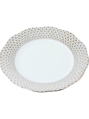 Herend Fishnet Special Desenli Gümüş Porselen Tatlı Tabağı 21 cm