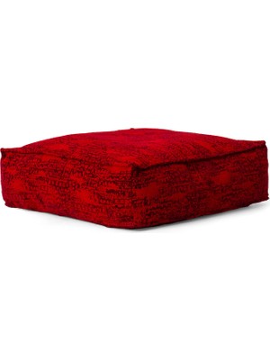 Saloni Ethniciy Kırmızı Etnik Desenli Puf 70 x 70 cm