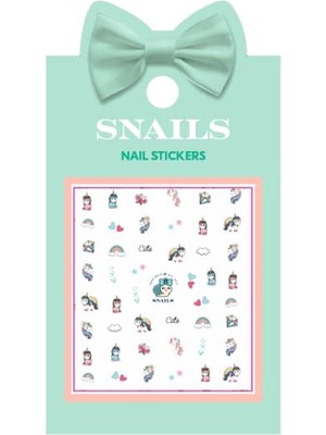 Snails Unicorn Queen Kız Çocuk Tırnak Sticker Seti