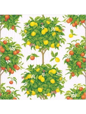 Caspari Citrus Topiaries Desenli 20'li Kağıt Peçete Seti