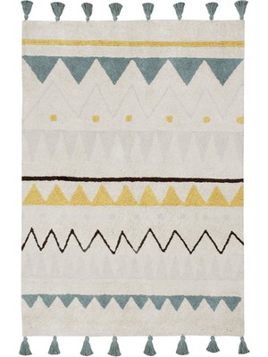 Lorena Canals Azteca Natural-Vintage Mavi Çocuk Odası Halısı 120 x 160 cm
