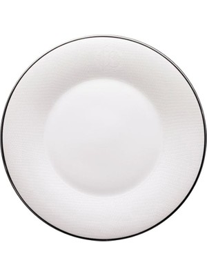 Roberto Cavalli Lizzard Platin Yılan Derisi Desenli Porselen Servis Tabağı ve Supla 32 cm