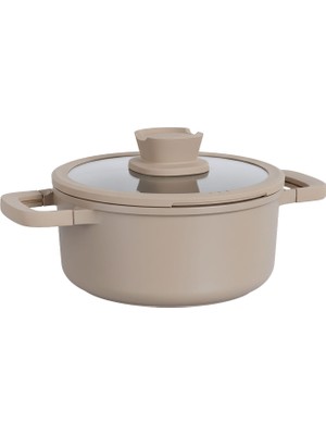 Berghoff Leo Stone Latte Krem Rengi Döküm Tencere 20 cm