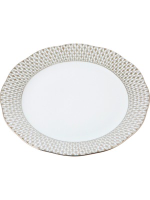Herend Fishnet Special Desenli Gümüş Porselen Yemek Tabağı 26 cm