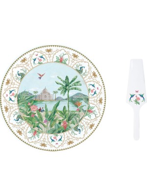 Easy Life Paradise Sauvage Desenli Porselen Pasta Servis Tabağı 32 cm