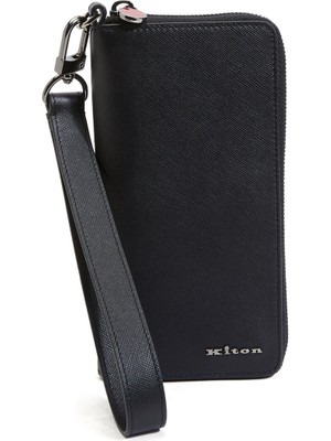 Kiton Siyah Logo Detaylı Deri Cüzdan