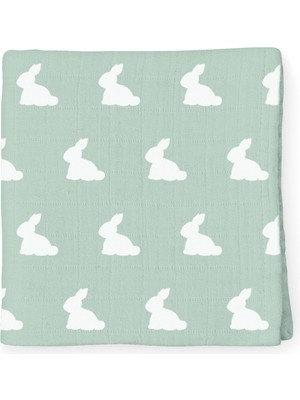 Deux Lapins %100 Pamuk Mono Lapin Matcha Green Müslin Bebek Bakım Örtüsü 120 x 120 cm