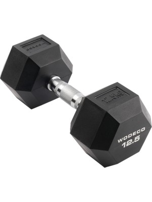 Wodeco Rubber Hex Siyah Kauçuk Altıgen Dambıl 12.5 kg