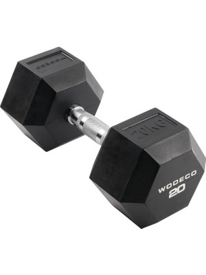 Wodeco Rubber Hex Siyah Kauçuk Altıgen Dambıl 20 kg