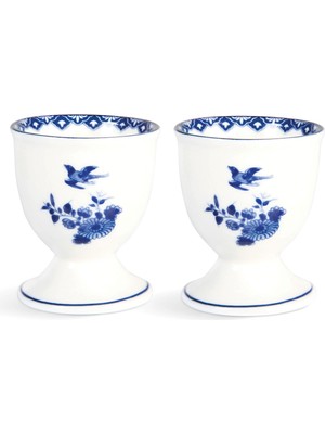Klevering Delft Mavisi Desenli 2'li Yumurta Standı Seti