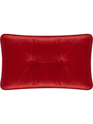 Alpaq Studio Dikdörtgen Düğme Detaylı Kırmızı Kadife Kırlent 30 x 50 cm