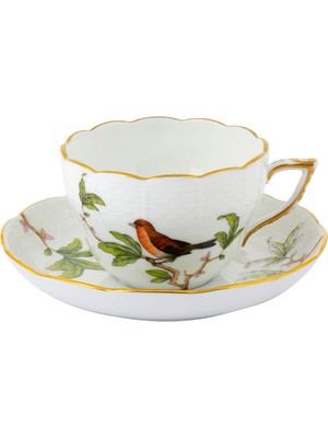 Herend Foret Desenli Porselen Çay Fincanı ve Tabağı