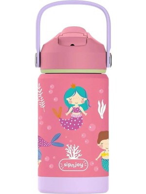 SipnJoy Flipsip Mermaid Dream Koyu Pembe Çocuk Su Termosu 360 ml