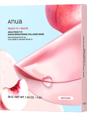 Anua Peach 70 Niacinamide Brightening Collagen Mask 4ea Cilt Tonu Eşitleyici Hidrojel Yüz Maskesi 38 gr