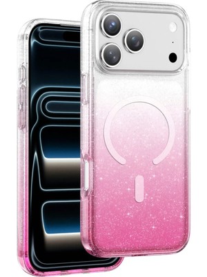 Keephone Apple iPhone 17 Pro Max Lillian Simli Pembe Magsafe Uyumlu Telefon Kılıfı