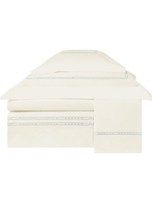 Valeron Maillon Gri Işlemeli Saten Super King Size Nevresim Takımı 260 x 240 cm