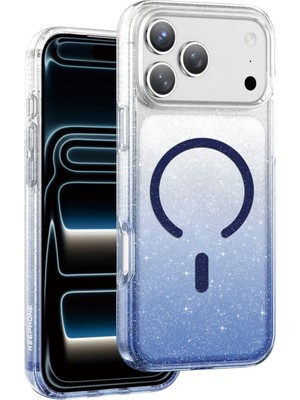 Keephone Apple iPhone 17 Pro Max Lillian Simli Mavi Magsafe Uyumlu Telefon Kılıfı