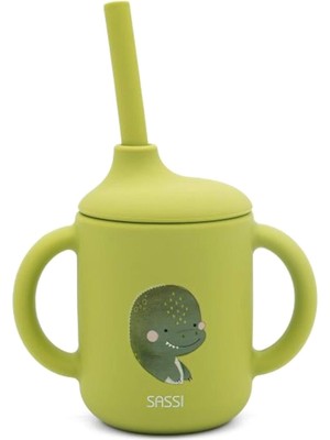 Sassi Junior Dinozor Desenli Silikon Çocuk Pipetli Suluk 120 ml