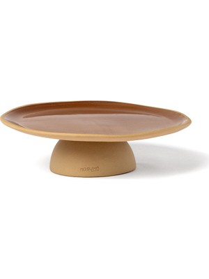 Masuma Ceramics Mocha Seramik Ayaklı Orta Boy Sunum Tabağı 22 cm