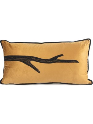 Mikasa Moor Isla Bronz Tek Dal Kadife Yastık Kırlent 35X65 cm