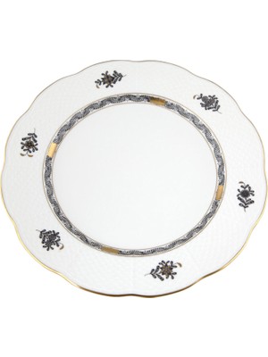 Herend Apponyi Siyah Desenli Porselen Yemek Tabağı 28.5 cm