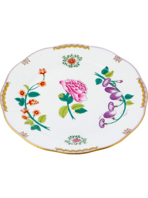 Herend Windsor Flowers Renkli Porselen Yemek Tabağı 25.5 cm