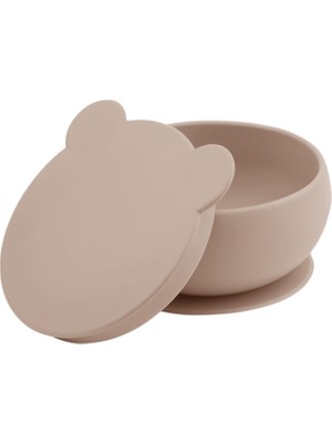 OiOi Vakum Tabanlı Bubble Beige Silikon Kapaklı Kase