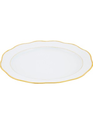 Herend Golden Edge Desenli Beyaz Porselen Oval Servis Tabağı 41.5 cm