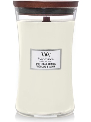 Woodwick White Tea Jasmine Büyük Beyaz Mum 609 gr