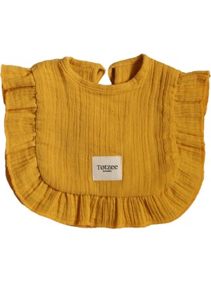 Totzee Hardal Müslin Fırfırlı Unisex Bebek Mama Önlüğü
