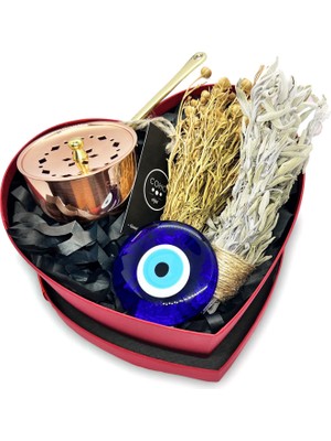 Coho Objet Coho Love Box Artisan Tütsü Çanağı & Nazarlık & Adaçayı & Üzerlik Hediye Seti