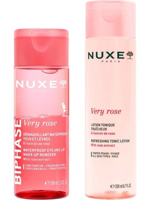 Nuxe Very Rose Tazeleyici Yüz Toniği ve Göz Makyajı Temizleme Suyu 2'li Set